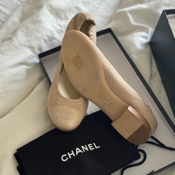 NWT CHANEL BALET FLATS CHANEL SLIPPER 37.5 - Picture 3 of 8